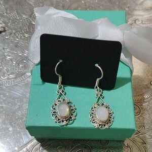 Sterling Silver+ Moonstone Earrings on French Hooks